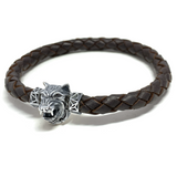 Wolf MASCOT (Micro) with Dark Brown Leather Bracelet