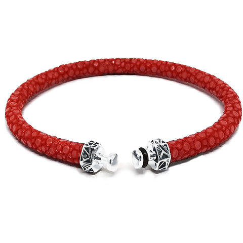 “Leopard” Red Coral Stingray Leather Bracelet for Mascots - 5 mm