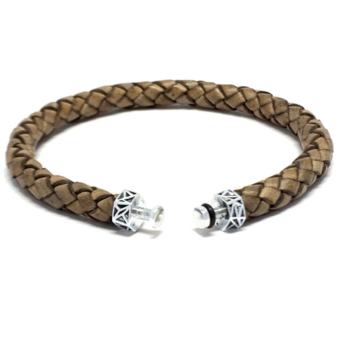 “Leopard” Antique Gray Leather Bracelet for Mascots - 6 mm