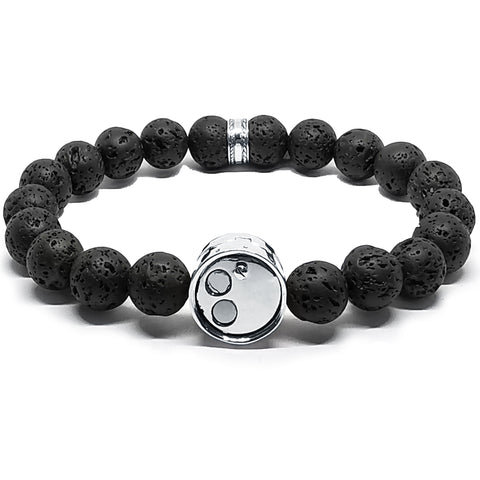 “Jaguar” Lava Stones Beaded Bracelet with Adapter - 10 mm