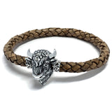 Bison Buffalo MASCOT with Antique Gray Leather Bracelet