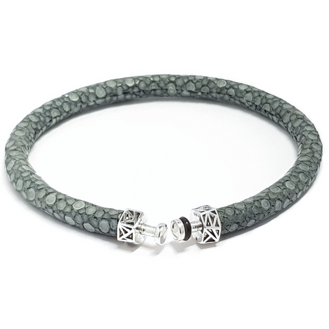 “Leopard” Gray Stingray Leather Bracelet for Mascots - 5 mm