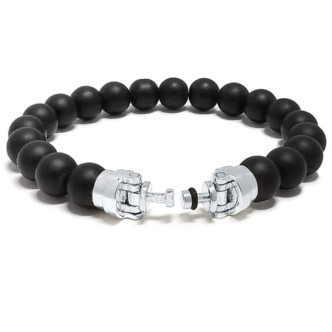 “Lynx” Matte Black Onyx Beaded Bracelet Lite for Mascots - 10 mm