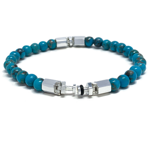 “Lynx Polygon” Turquoise Beaded Bracelet for Mascots - 6 mm