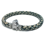 Owl MASCOT (Micro) with Antique Green Leather Bracelet