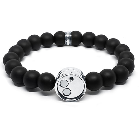 “Jaguar” Matte Black Onyx Beaded Bracelet with Adapter - 10 mm