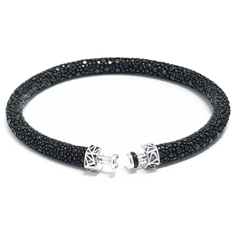 “Leopard” Black Stingray Leather Bracelet for Mascots - 5 mm
