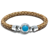 Turquoise Lucky Stone MASCOT with Natural Brown Leather Bracelet