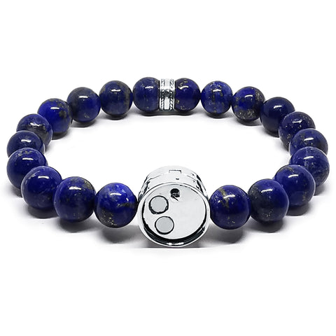 “Jaguar” Lapis Lazuli Beaded Bracelet with Adapter - 10 mm