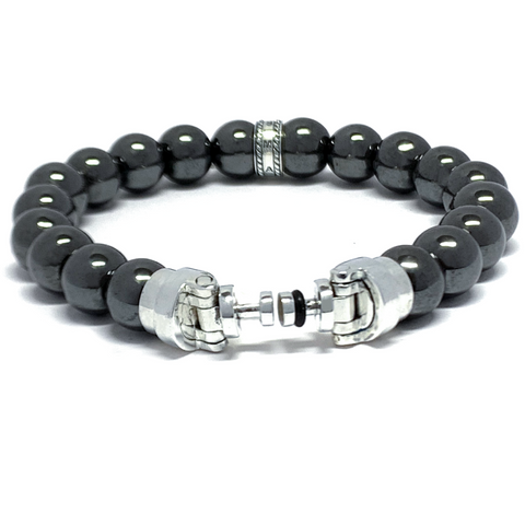 “Lynx” Hematite Beaded Bracelet for Mascots - 10 mm