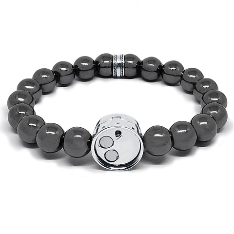 “Jaguar” Hematite Beaded Bracelet with Adapter - 10 mm