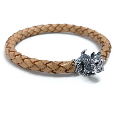 Scottie Dog MASCOT (Micro) with Natural Brown Leather Bracelet