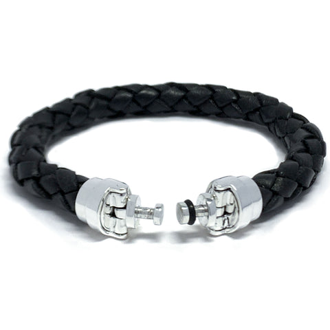 “Lynx” Black Leather Bracelet for Mascots - 8 mm