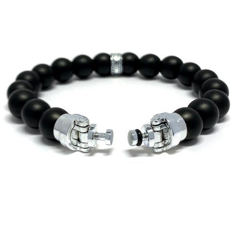 “Lynx” Matte Black Onyx Beaded Bracelet for Mascots - 10 mm