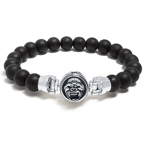 Gorilla MASCOTS Gentleman with Black Onyx Beaded Bracelet LITE