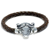 MEMORINE Cape Buffalo MASCOT with Red Brown Leather Bracelet