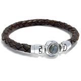 Labradorite Lucky Stone MASCOT with Dark Brown Leather Bracelet