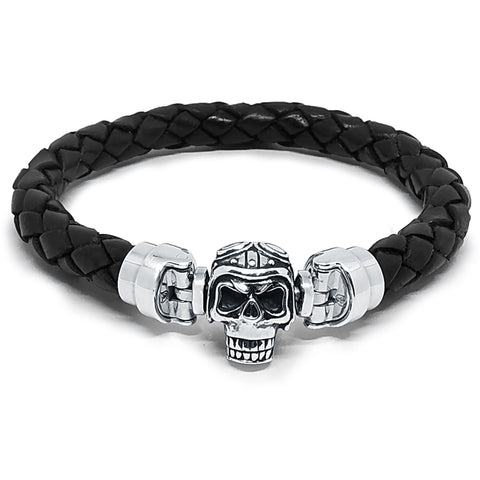 Biker Skull MASCOTS with Black Leather Bracelet
