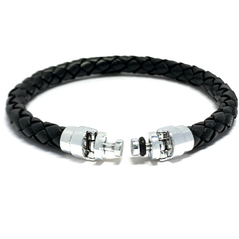 “Lynx” Black Leather Bracelet for Mascots - 6 mm