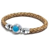 Turquoise Lucky Stone MASCOT with Natural Brown Leather Bracelet