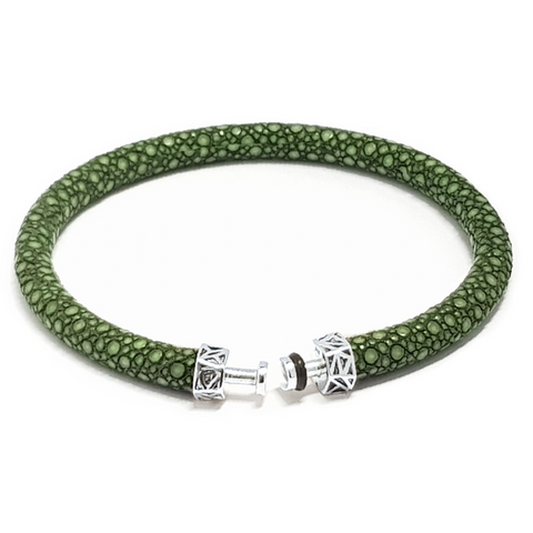 “Leopard” Olive Green Stingray Leather Bracelet for Mascots - 5 mm
