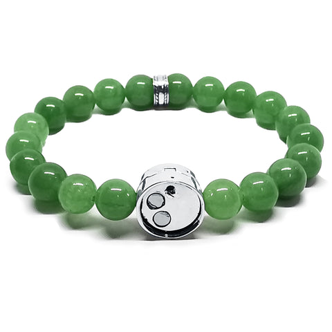 “Jaguar” Green Aventurine Beaded Bracelet with Adapter - 10 mm
