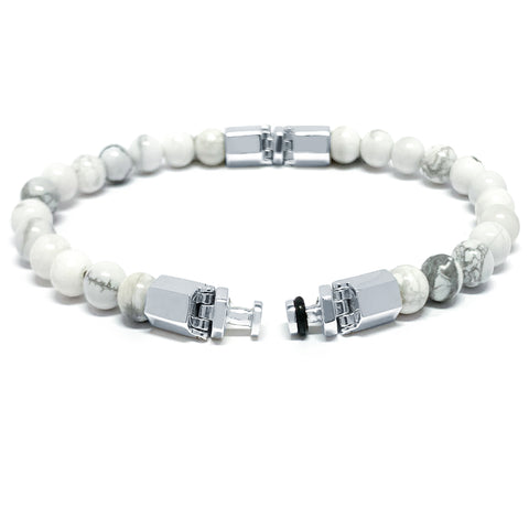“Lynx Polygon” Howlite  Beaded Bracelet for Mascots - 6 mm
