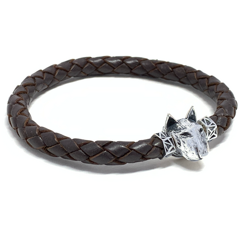 Bull Terrier MASCOTS (Micro) with Dark Brown Leather Bracelet