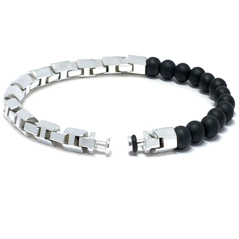 “Cougar” H-Link Matte Black Onyx Duo Beaded Bracelet for Mascots - 6 mm