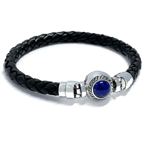 Lapis Lazuli Lucky Stone MASCOT with Black Leather Bracelet