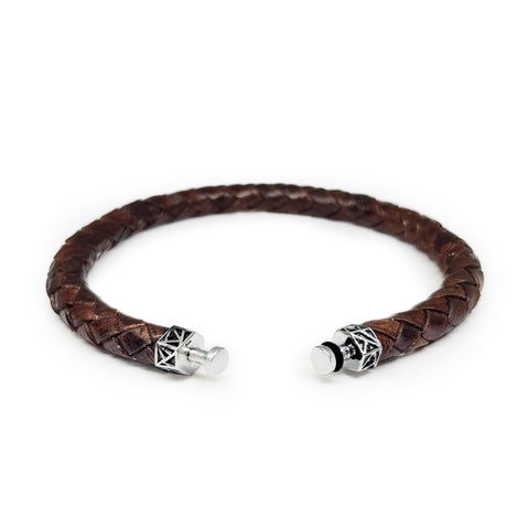 "Leopard" Antique Dark Brown Leather Bracelet for Mascots - 6 mm